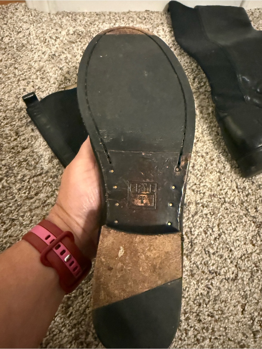 Frye Black Women's Tall Leather Riding Boots 6 - Picture 8 of 11